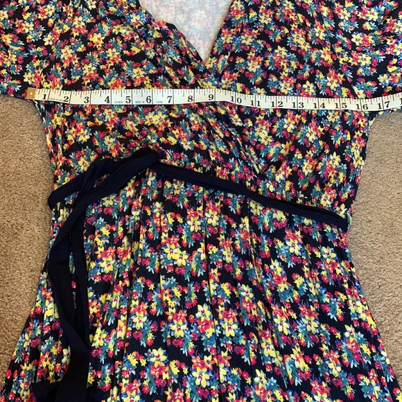 Chris & Carol Floral Half Sleeve A-Line Dress with Waist Tie Women’s Large - Picture 9 of 12